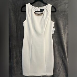 Size 8 cream Jessica Simpson dress with jeweled neckline